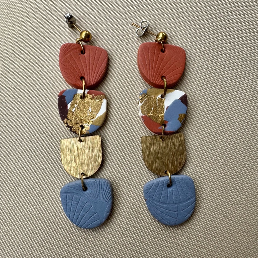 Handmade Clay Dangle Statement Earrings